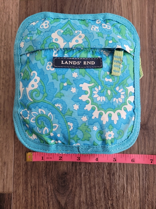 Lands' End Blue & Green Floral Travel/Grocery Pouch - Picture 3 of 11